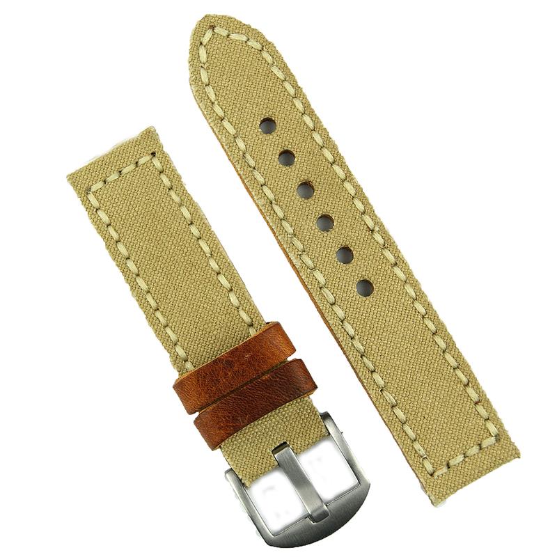 22mm Khaki Canvas Watch Band B & R Bands