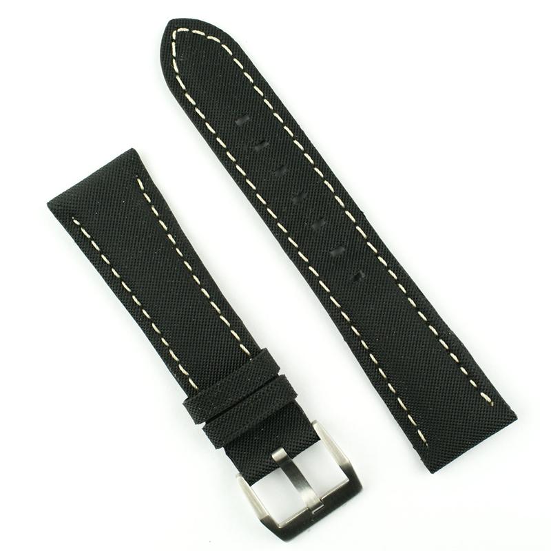 Black Kevlar Whitestitch Vintage BR Tang 22mm Watch Band B & R Bands