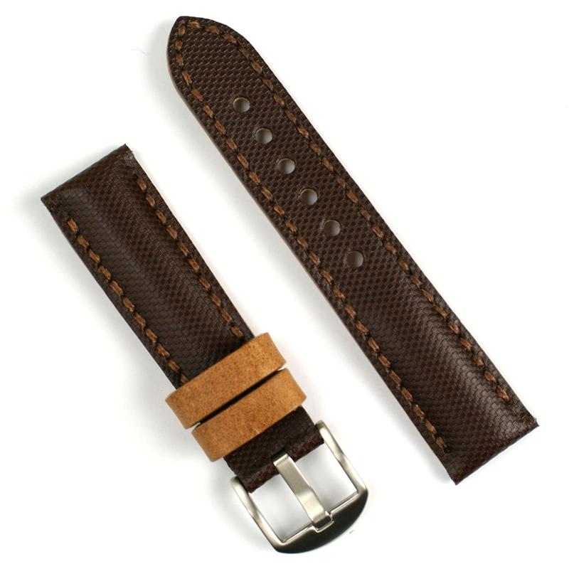 22mm Brown Tartan Leather Watch Band B & R Bands