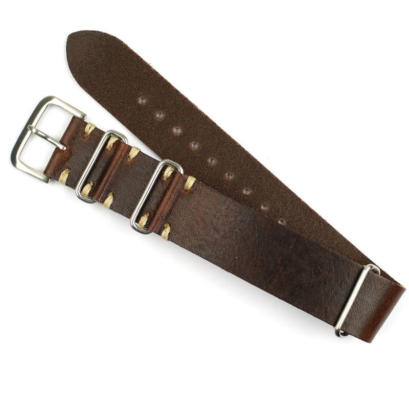 20mm Vintage Military Type Watch Strap Chestnut Leather B & R Bands