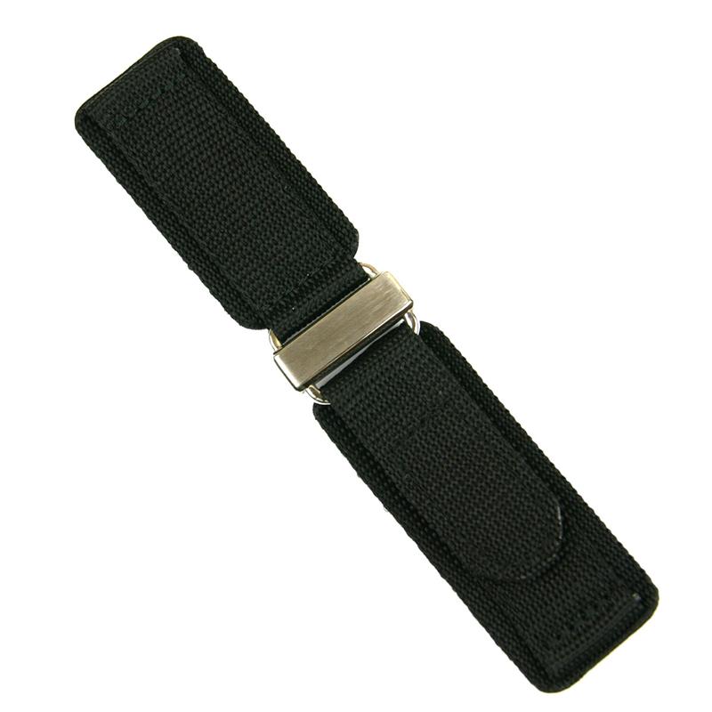 22mm Black Nylon Hook N' Loop Watch Band Stainless Steel B & R Bands