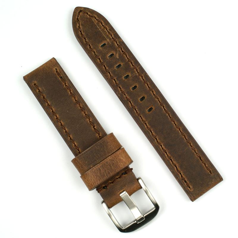 20mm Dark Brown Crazy Horse Leather Watch Band B & R Bands