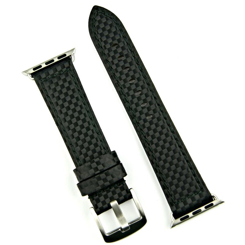 Apple Watch Band Stainless Steel Black Carbon Fiber